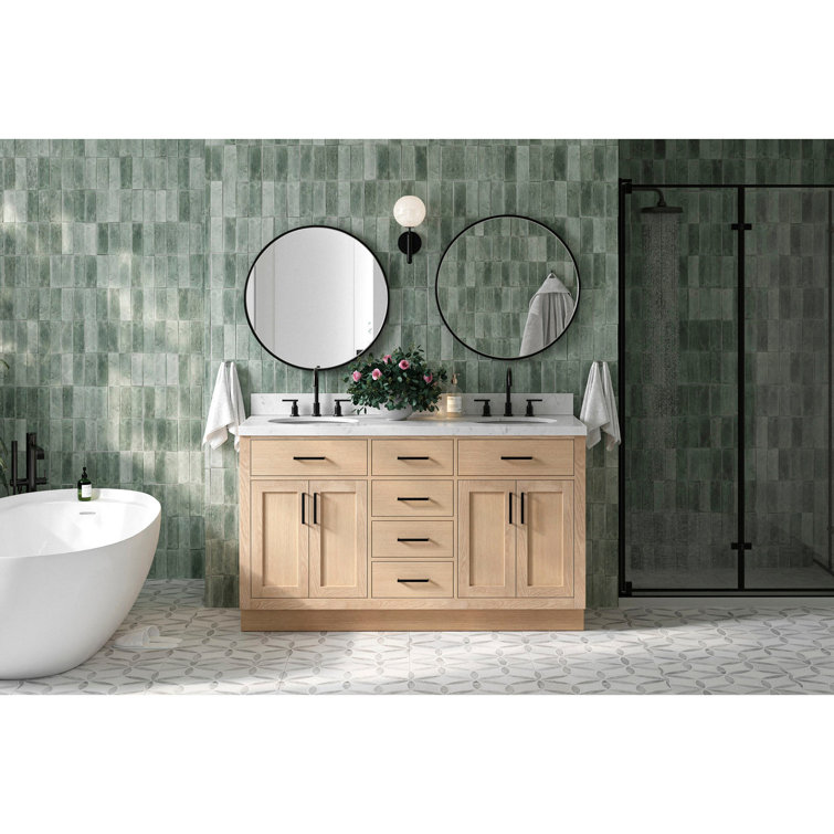 Gray 60'' Double Freestanding Hardwood Vanity Base