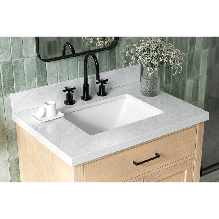 Hepburn 31" Oak Single Sink Vanity with Carrara Marble Top