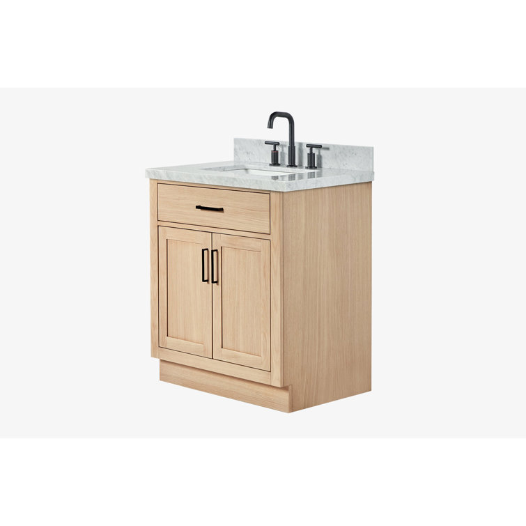 Hepburn 31" Oak Single Sink Vanity with Carrara Marble Top