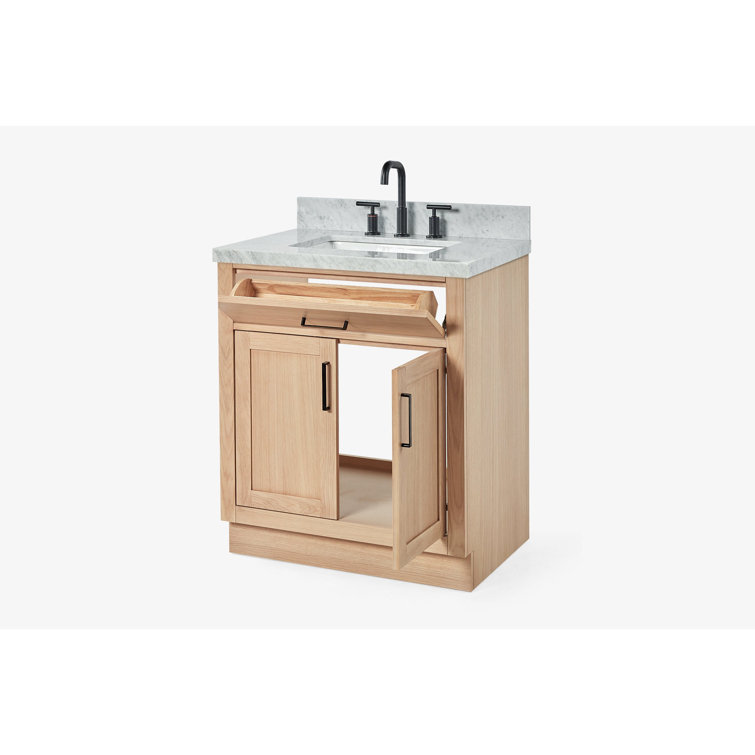 Hepburn 31" Oak Single Sink Vanity with Carrara Marble Top