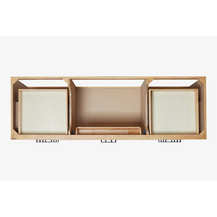 Hepburn 66" Medium Oak Freestanding Bathroom Vanity Base with Black Hardware