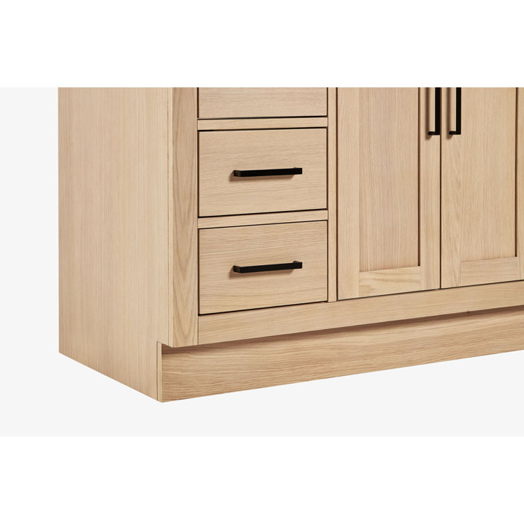 Oak Freestanding Single Vanity with Carrara Marble Top