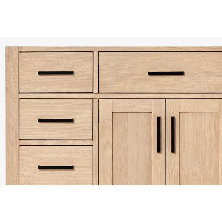 Oak Freestanding Single Vanity with Carrara Marble Top