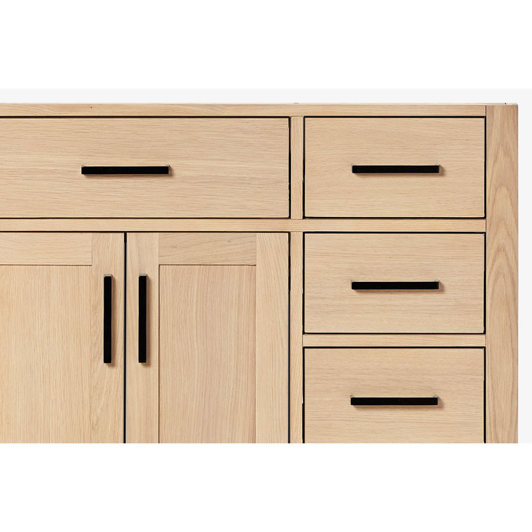 Hepburn 66" Medium Oak Freestanding Bathroom Vanity Base with Black Hardware