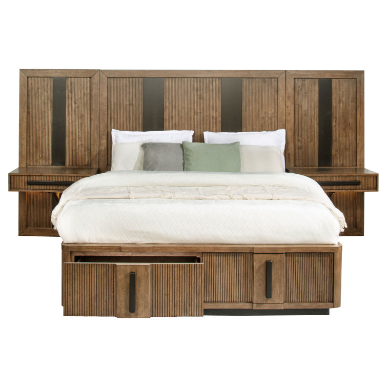 Ash Brown King Storage Bed with Headboard and Drawers