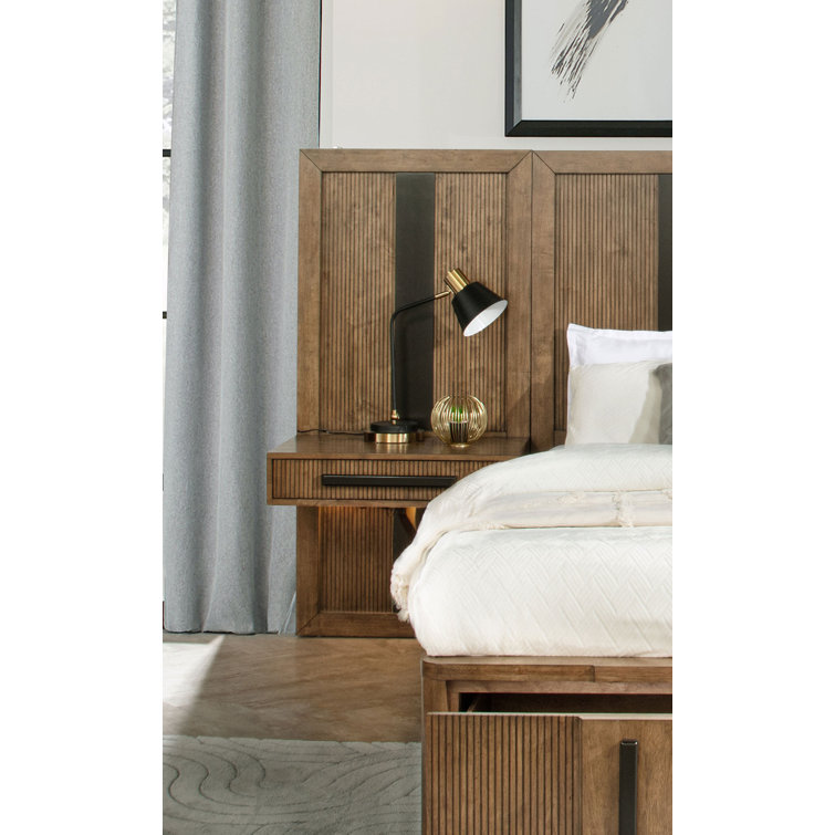 Ash Brown King Storage Bed with Headboard and Drawers
