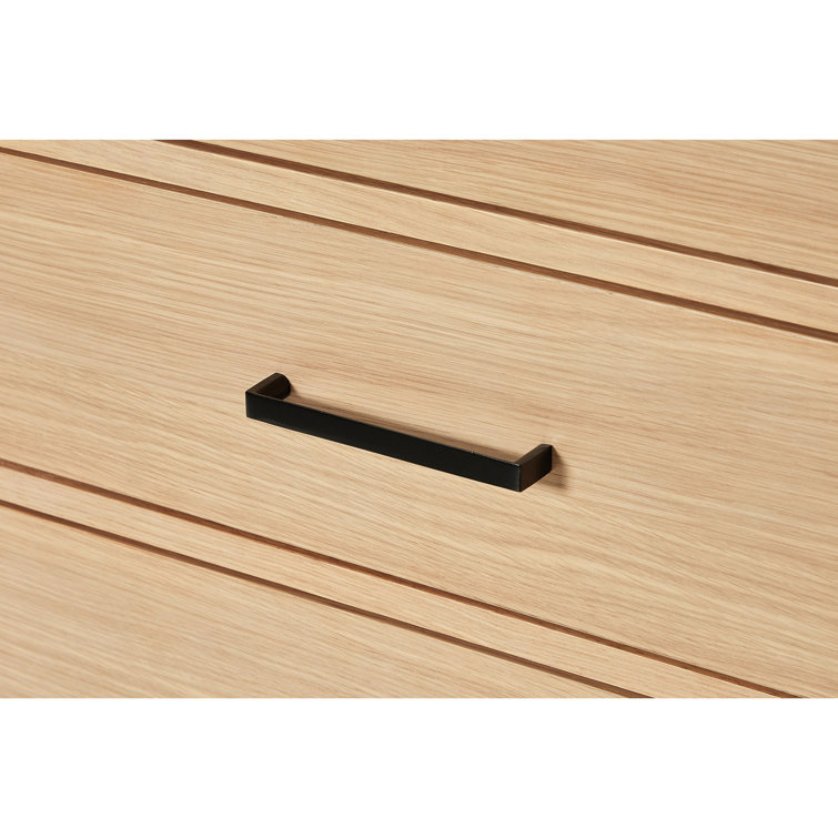 Natural Oak 42" Freestanding Single Bathroom Vanity Base with Black Hardware