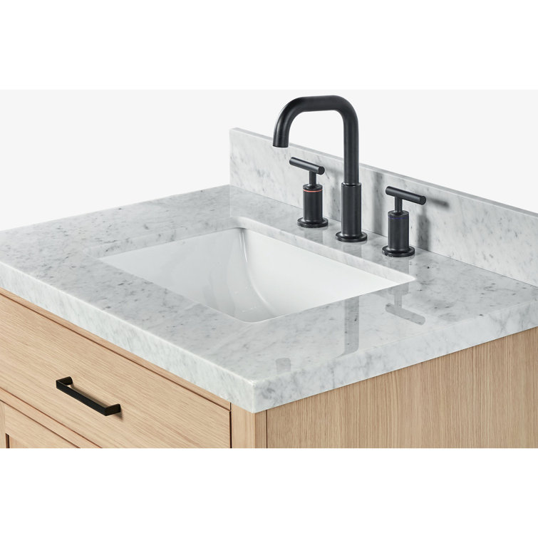 Hepburn 31" Oak Single Sink Vanity with Carrara Marble Top