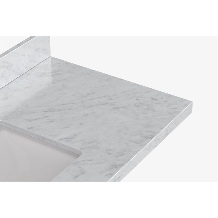 Oak Freestanding Single Vanity with Carrara Marble Top