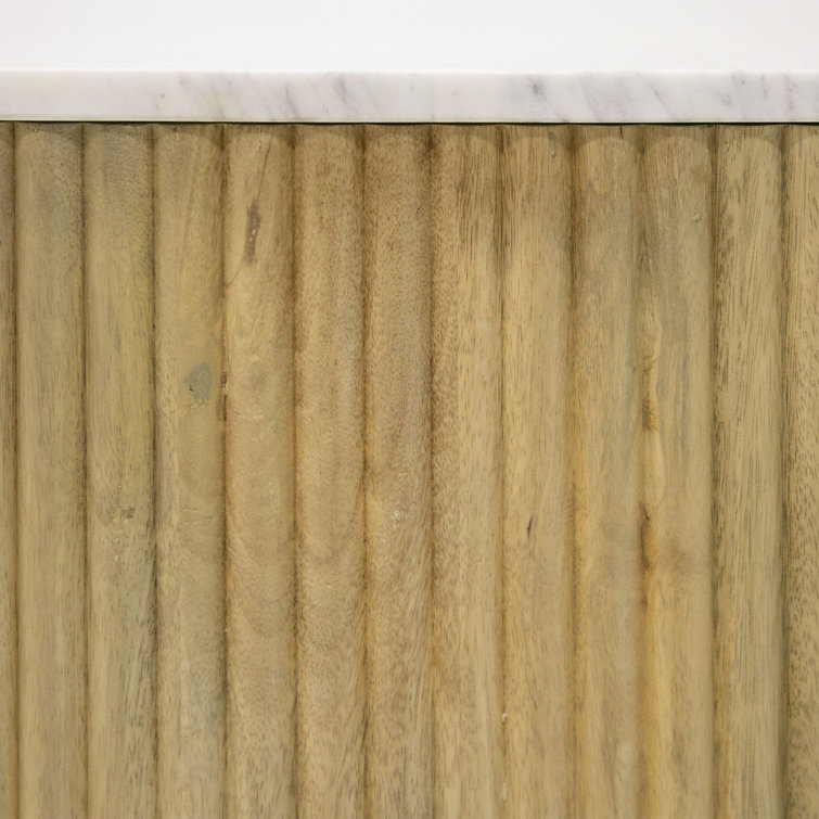 Carmela 59'' Washed Mango Wood Sideboard with White Marble Top