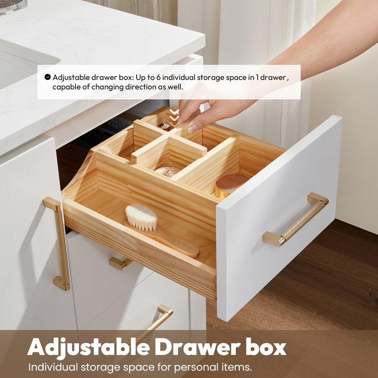 San 36'' White Single Bathroom Vanity with Gold Hardware