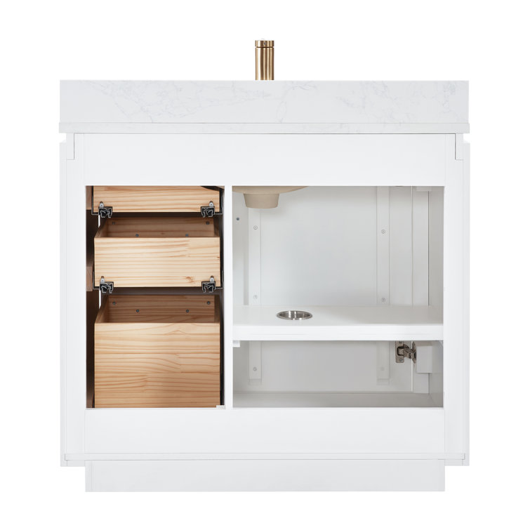 San 36'' White Single Bathroom Vanity with Gold Hardware