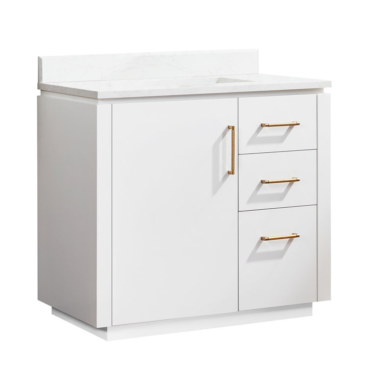San 36'' White Single Bathroom Vanity with Gold Hardware