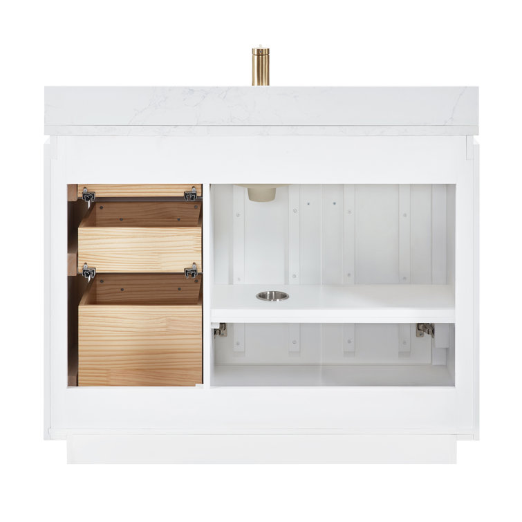 San 42'' Washed Ash Gray Single Bathroom Vanity with Gold Hardware