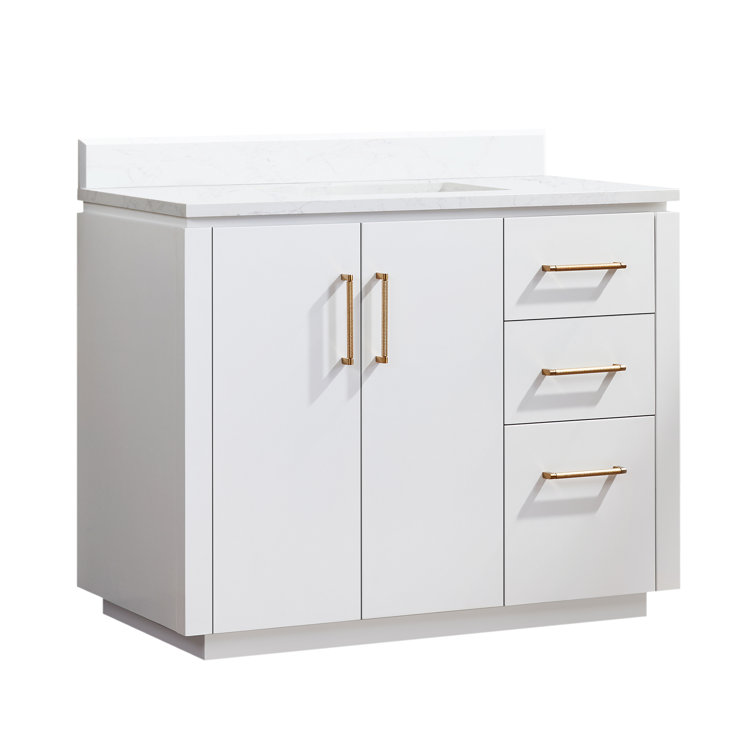 San 42'' Washed Ash Gray Single Bathroom Vanity with Gold Hardware