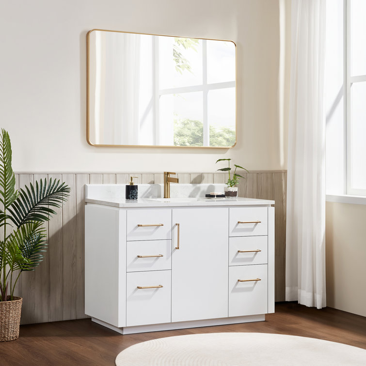 San 48'' White and Gold Single Bathroom Vanity