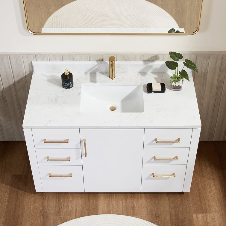 San 48'' White and Gold Single Bathroom Vanity