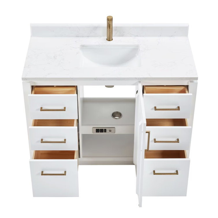 San 48'' White and Gold Single Bathroom Vanity