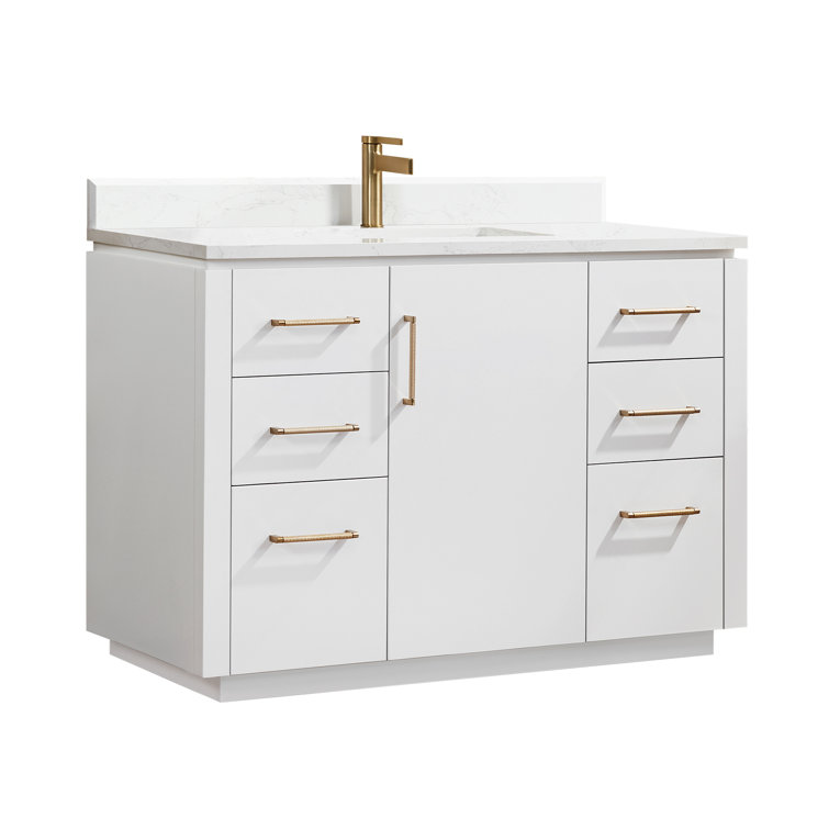 San 48'' White and Gold Single Bathroom Vanity