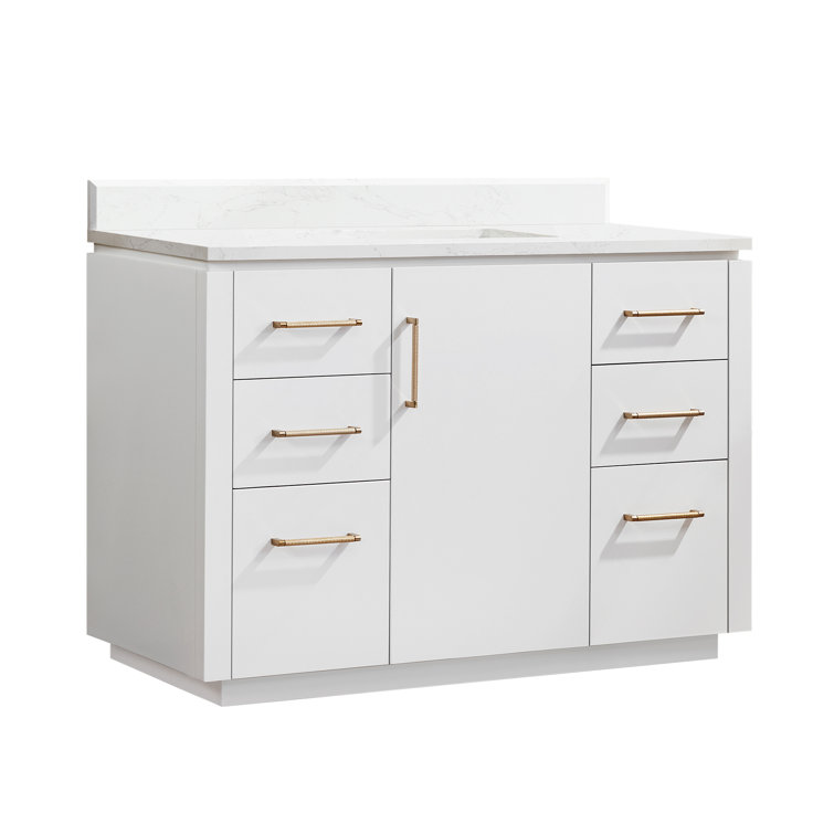 San 48'' White and Gold Single Bathroom Vanity