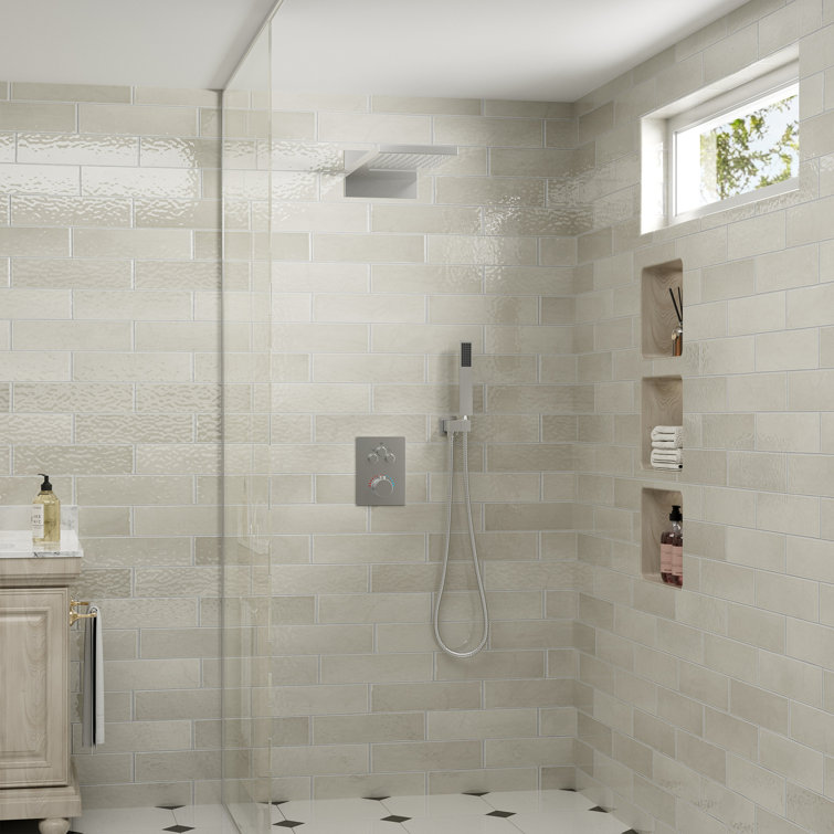 Matte Black and Brushed Nickel 22" Thermostatic Rainfall Shower System