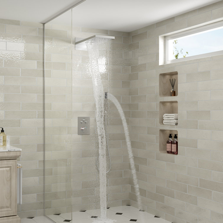 Matte Black and Brushed Nickel 22" Thermostatic Rainfall Shower System