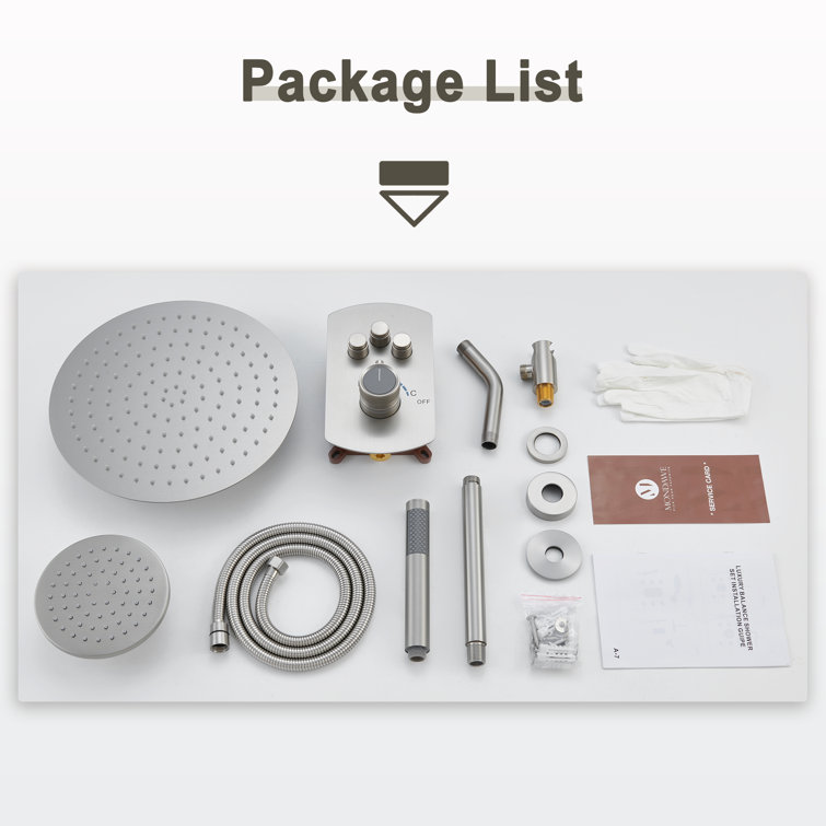 Brushed Nickel Dual Rainfall and Handheld Shower System with 12-inch Ceiling Mount