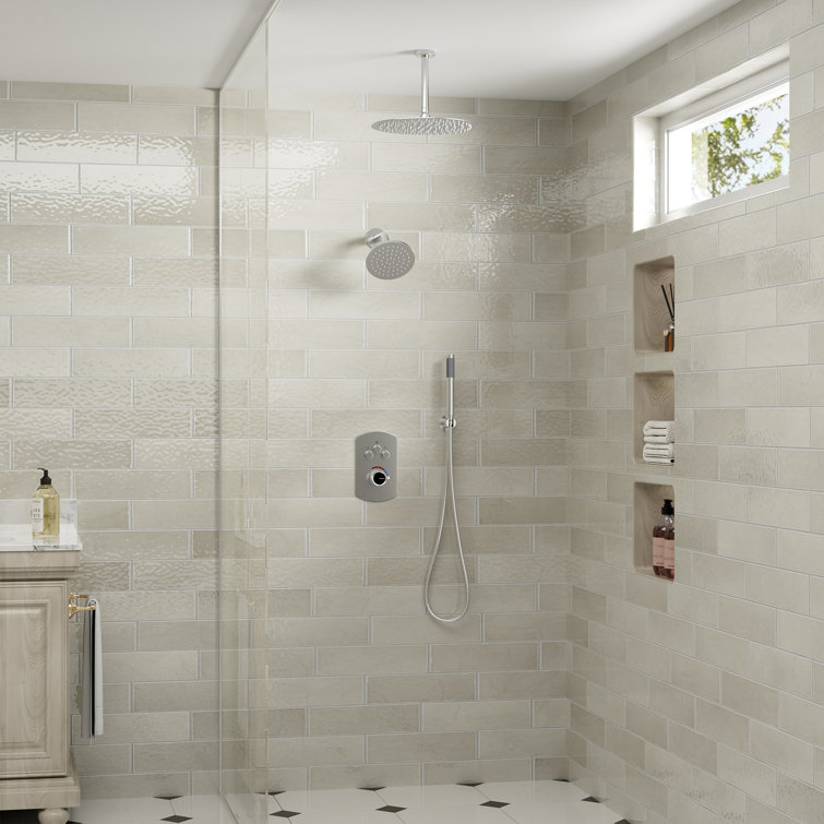 Brushed Nickel Dual Rainfall and Handheld Shower System with 12-inch Ceiling Mount