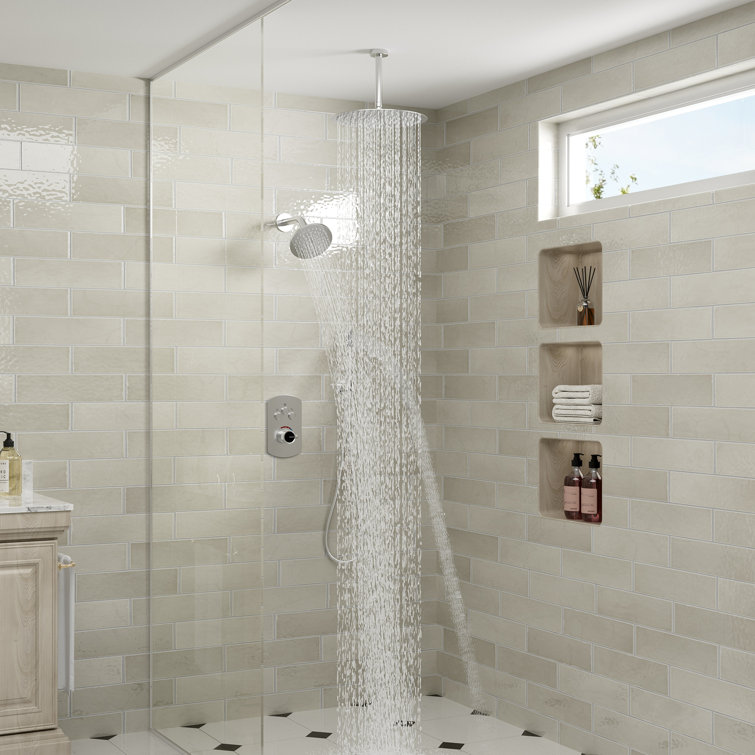 Brushed Nickel Dual Rainfall and Handheld Shower System with 12-inch Ceiling Mount