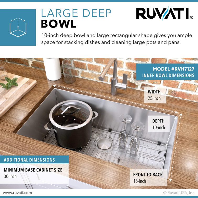 Ruvati 27" Stainless Steel Undermount Single Bowl Kitchen Sink