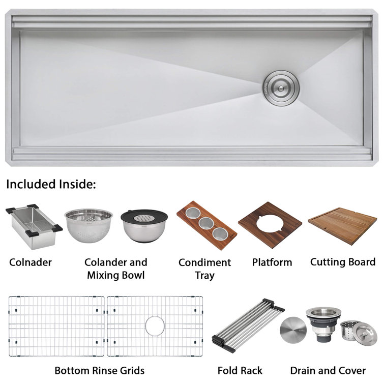 Ruvati 45-inch Brushed Stainless Steel Workstation Sink