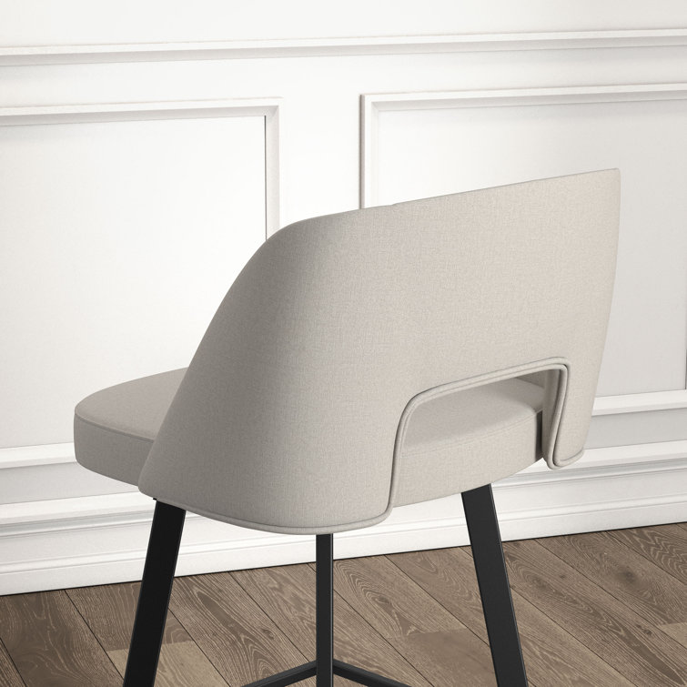 Grey-Beige Swivel Counter Stool with Black Metal Frame