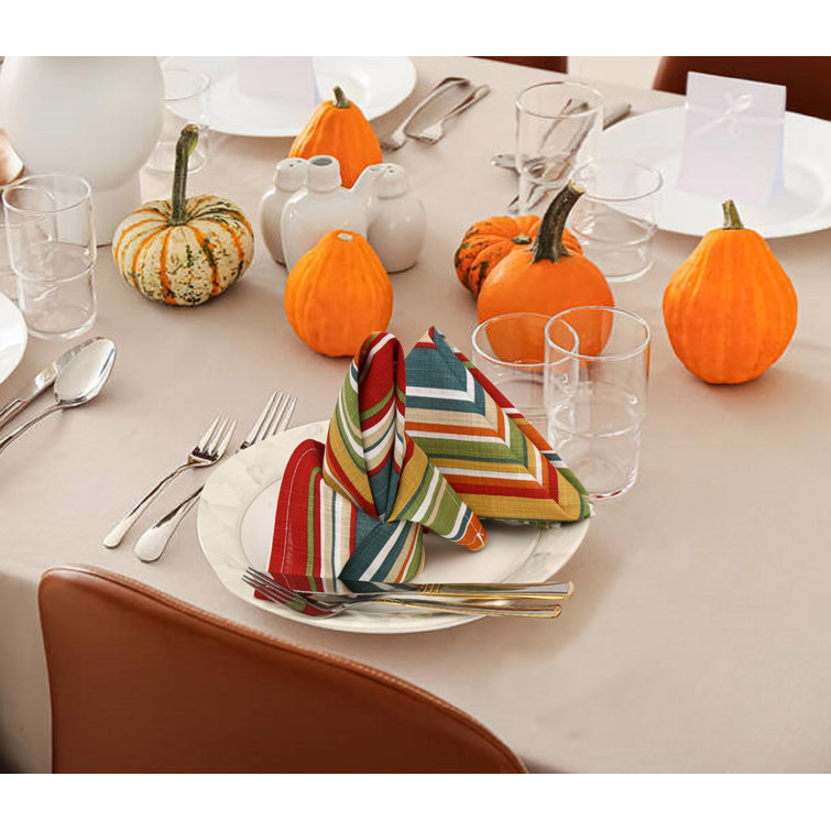 Multi-Stripe 100% Cotton Square Kitchen Cloth Napkins Set