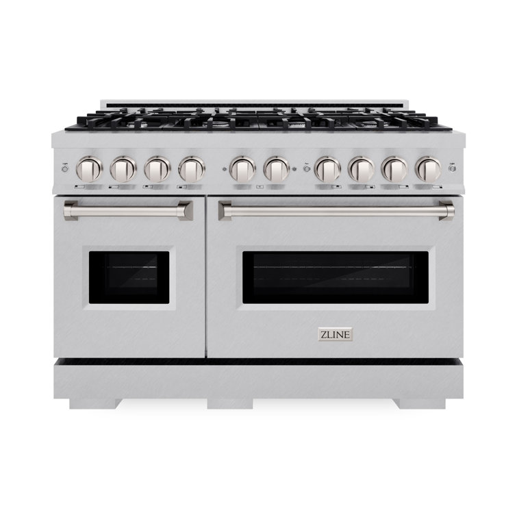 48" Stainless Steel Double Oven Gas Range with 8 Burners