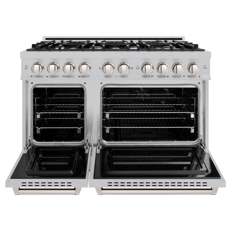 48" Stainless Steel Double Oven Gas Range with 8 Burners