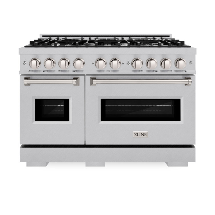 48" Stainless Steel Double Oven Gas Range with 8 Burners