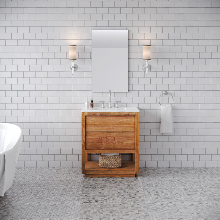 Oakman 30" Mango Wood Single Sink Vanity with Carrara Marble Top