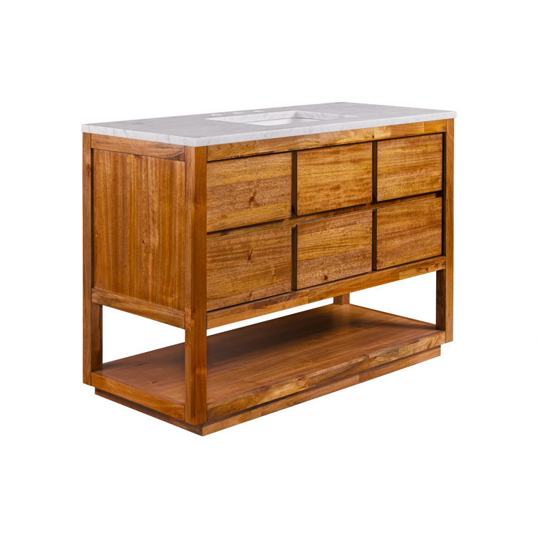 Oakman 48" Mango Wood Single Sink Vanity with Carrara Marble Top