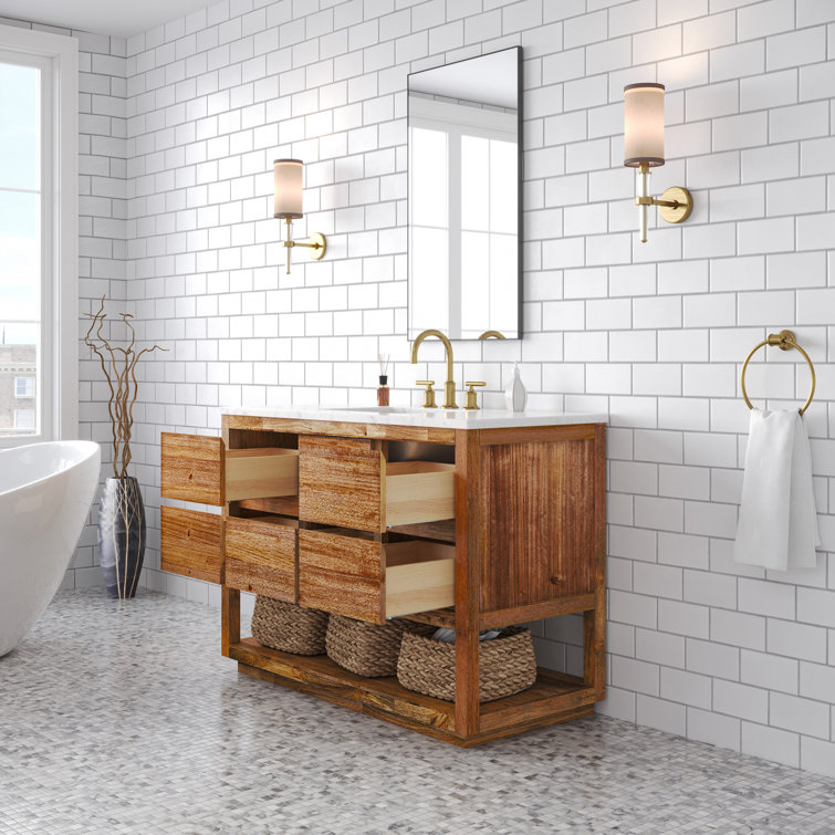 Oakman 48" Mango Wood Single Sink Vanity with Carrara Marble Top
