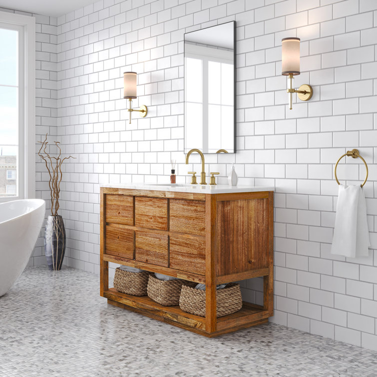 Oakman 48" Mango Wood Single Sink Vanity with Carrara Marble Top