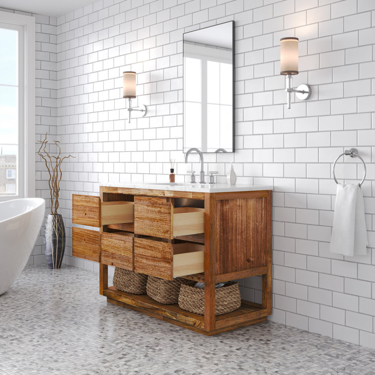 Oakman 48" Mango Wood Single Sink Vanity with Carrara Marble Top