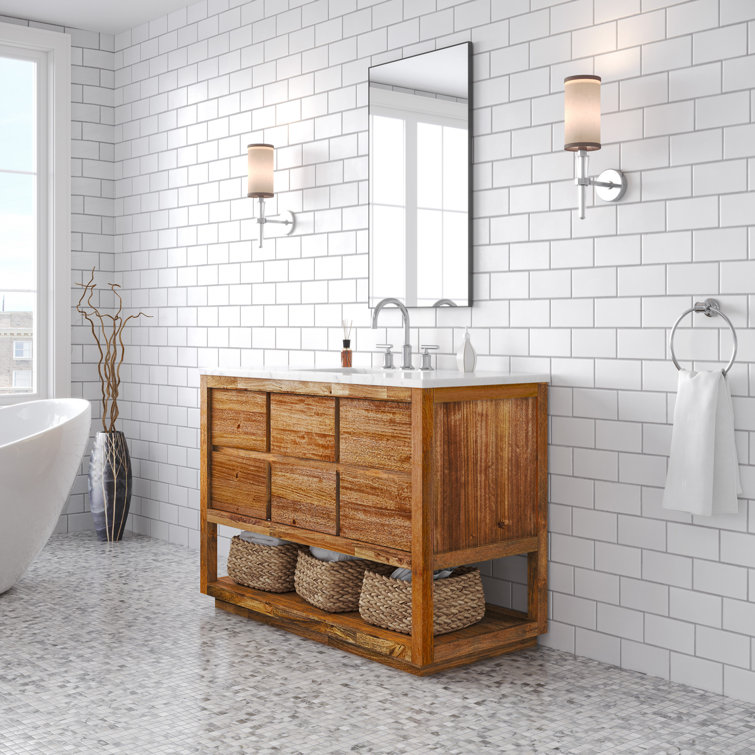 Oakman 48" Mango Wood Single Sink Vanity with Carrara Marble Top
