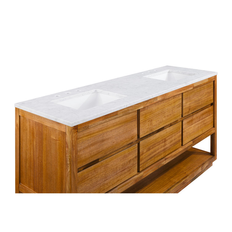 72'' Mango Wood Vanity with Carrara White Marble Top