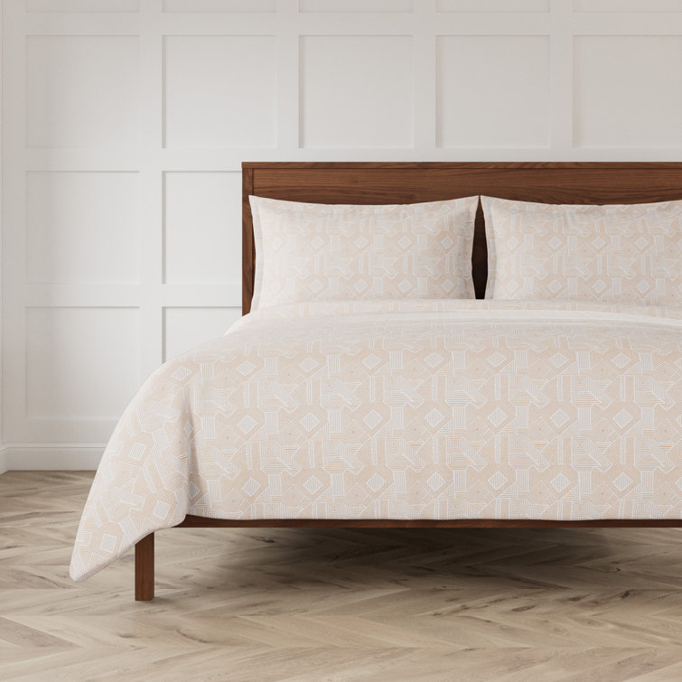 Queen White Cotton Coastal Stripe Duvet Cover Set