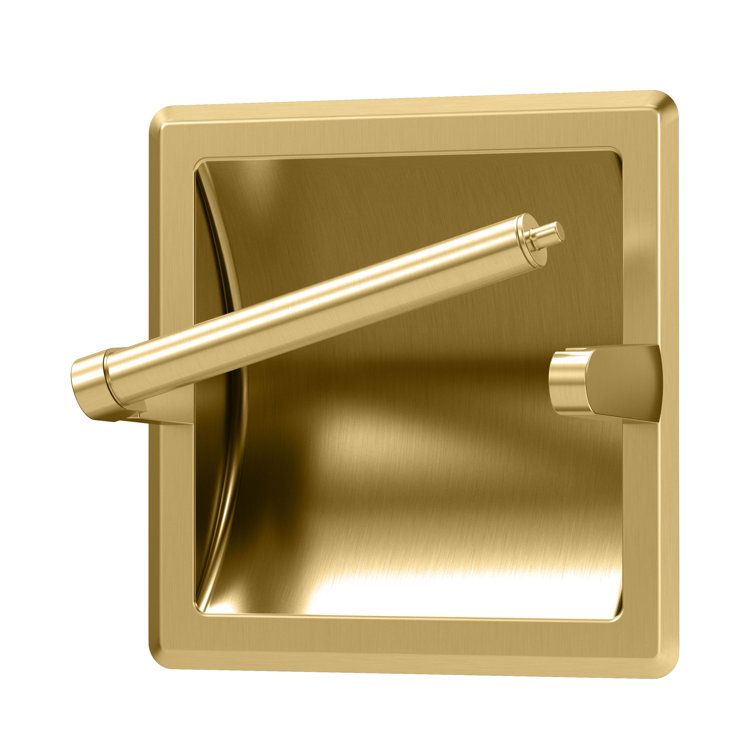 Brushed Brass Recessed Pivoting Toilet Paper Holder