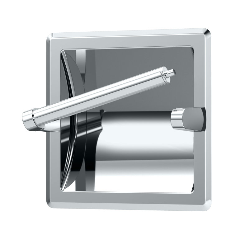 Chrome Recessed Pivoting Toilet Paper Holder with Polished Finish