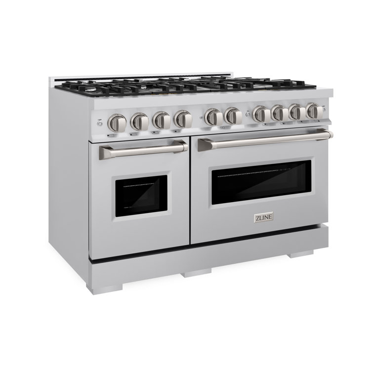 48" Stainless Steel Double Oven Gas Range with 8 Burners