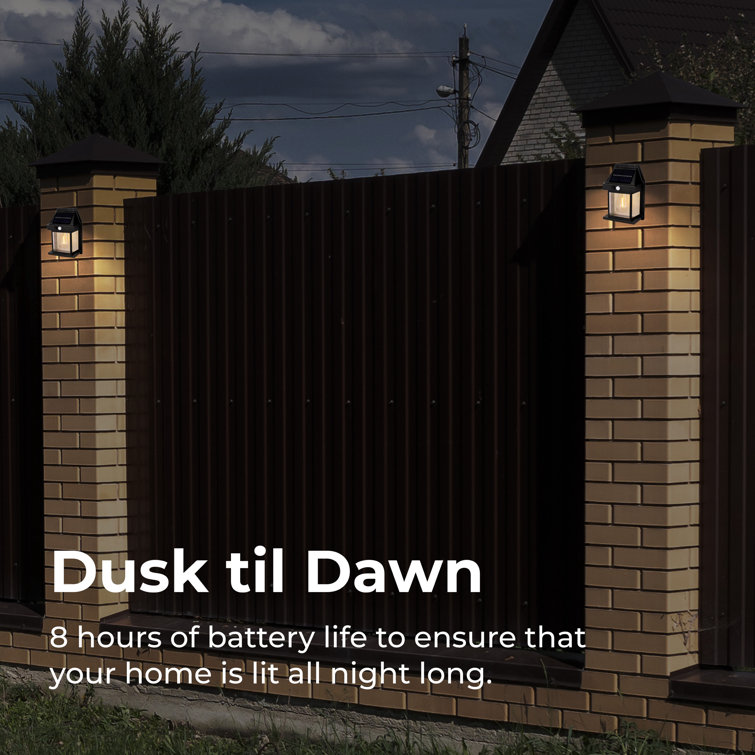 Matte Black Solar LED Outdoor Wall Lantern with Motion Sensor, 4-Pack