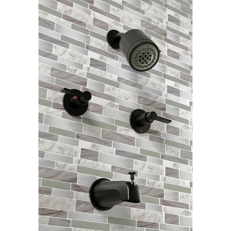 Modern Matte Black Brass Wall-Mounted Multi-Head Tub and Shower Faucet