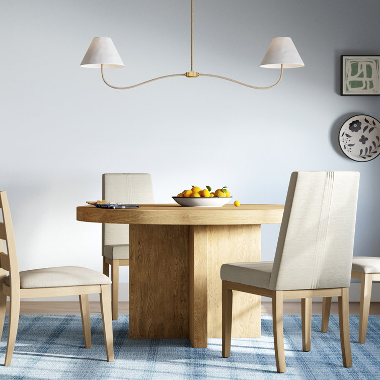 Burnished Brass Linear Chandelier with White Linen Shades